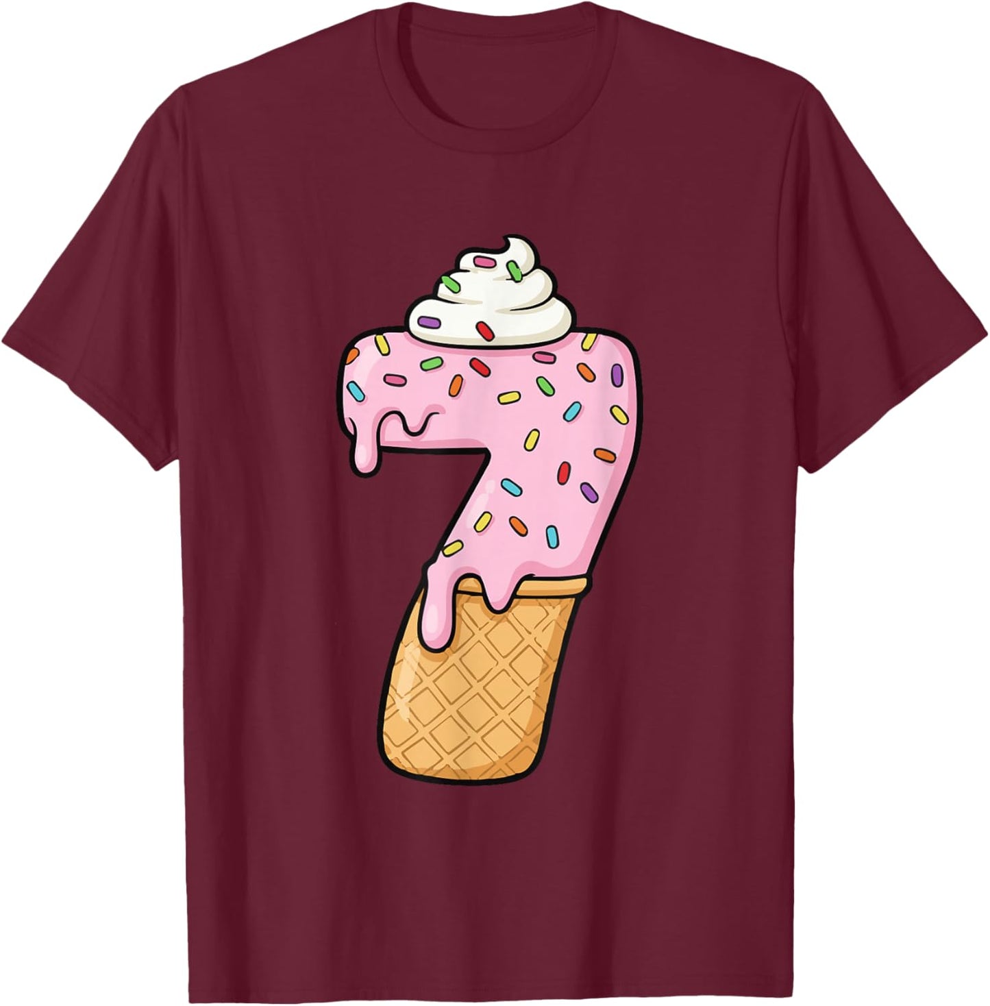 #7 Jersey Uniform Drip Teen Slang, Funny Ice Cream, 7th T-Shirt - T-Shirt | Maroon