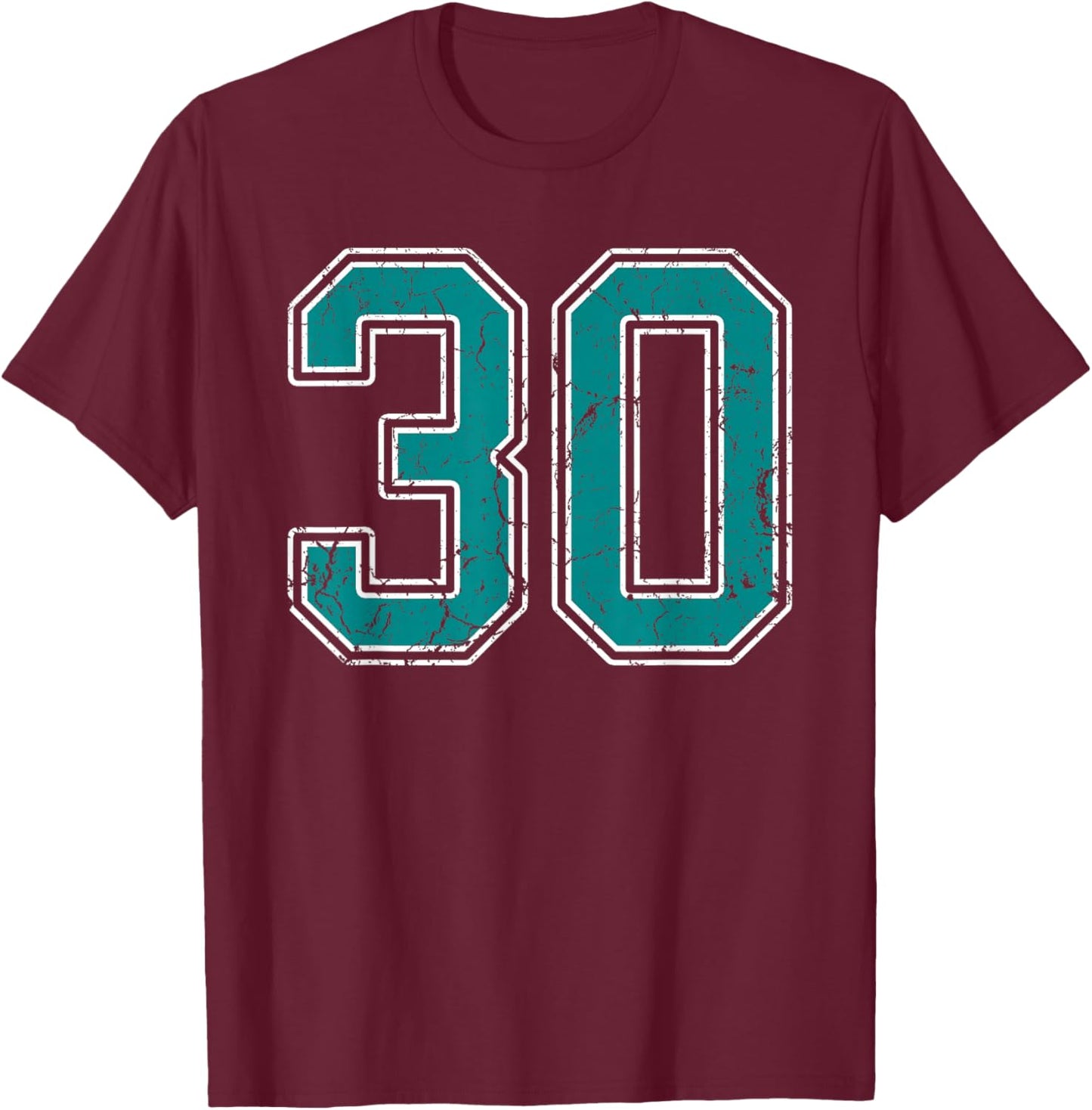 Teal and White Number 30 Jersey Player Uniform #30 Fan T-Shirt - T-Shirt | Maroon