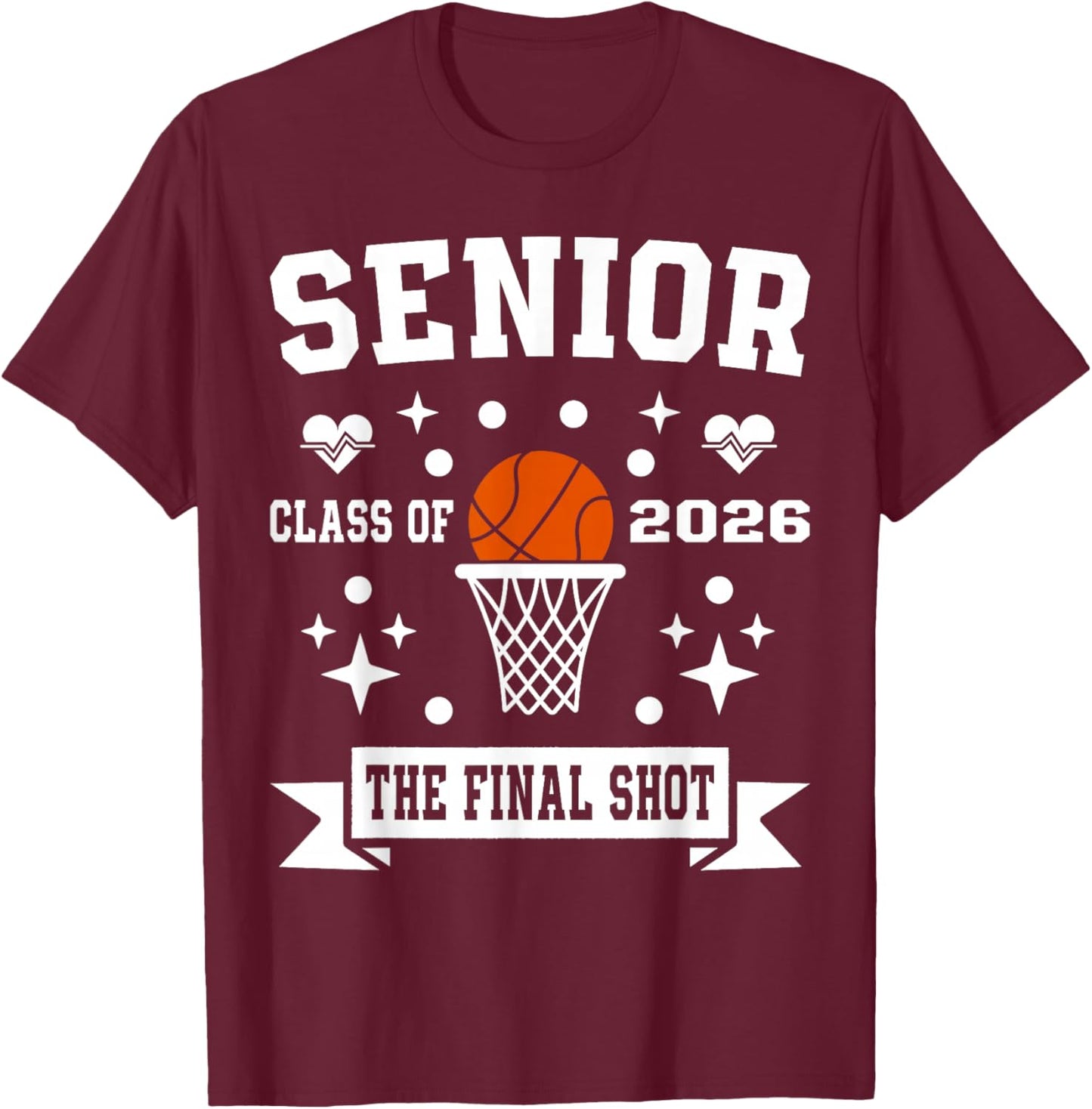 Senior Basketball Class of 2026 Crew Basketball Senior Night T-Shirt - T-Shirt | Maroon