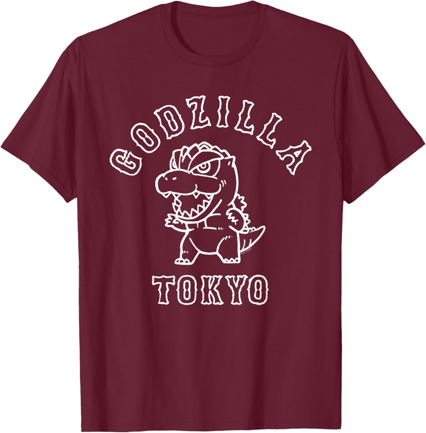 Godzilla Chibi Varsity Mascot Style Monster Classic Kaiju T-Shirt - T-Shirt | Maroon