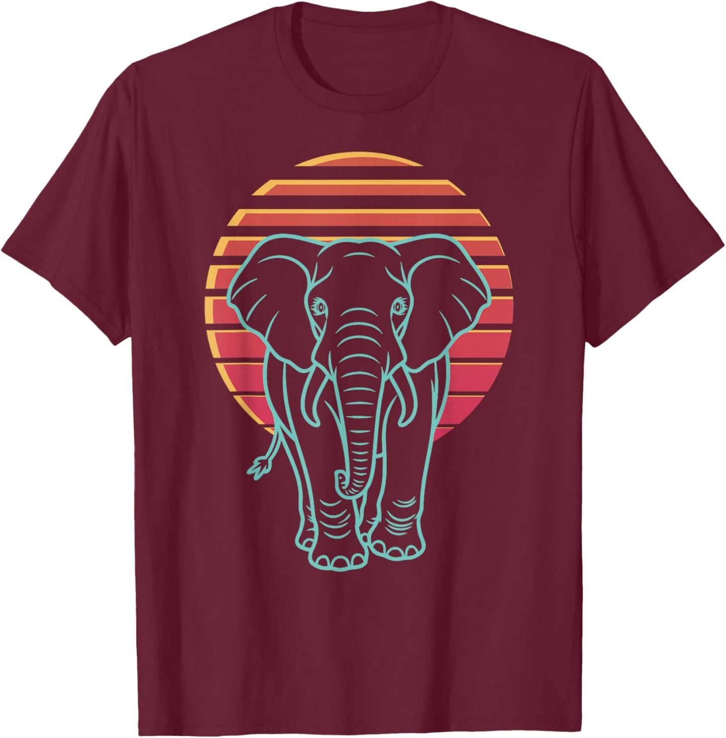 Elephant Lover Animal Retro Synthwave 80s T-Shirt - T-Shirt | Maroon