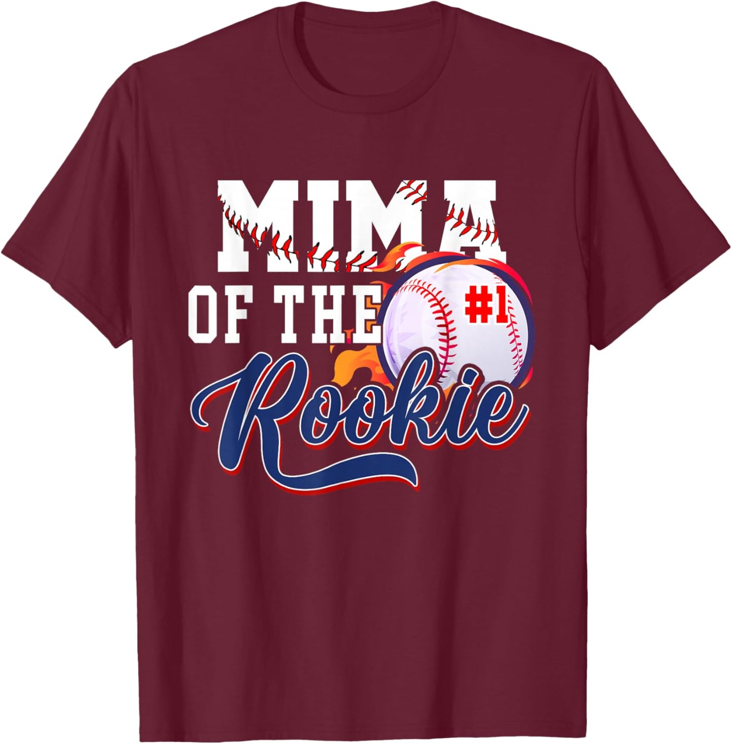 Mima Rookie of Year 1st Birthday Baseball Theme Matching T-Shirt - T-Shirt | Maroon