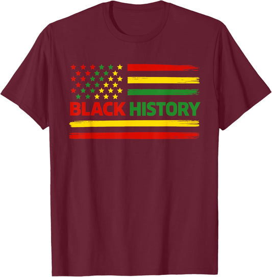 Black History African USA American Flag Africa Men Women Kid T-Shirt - T-Shirt | Maroon