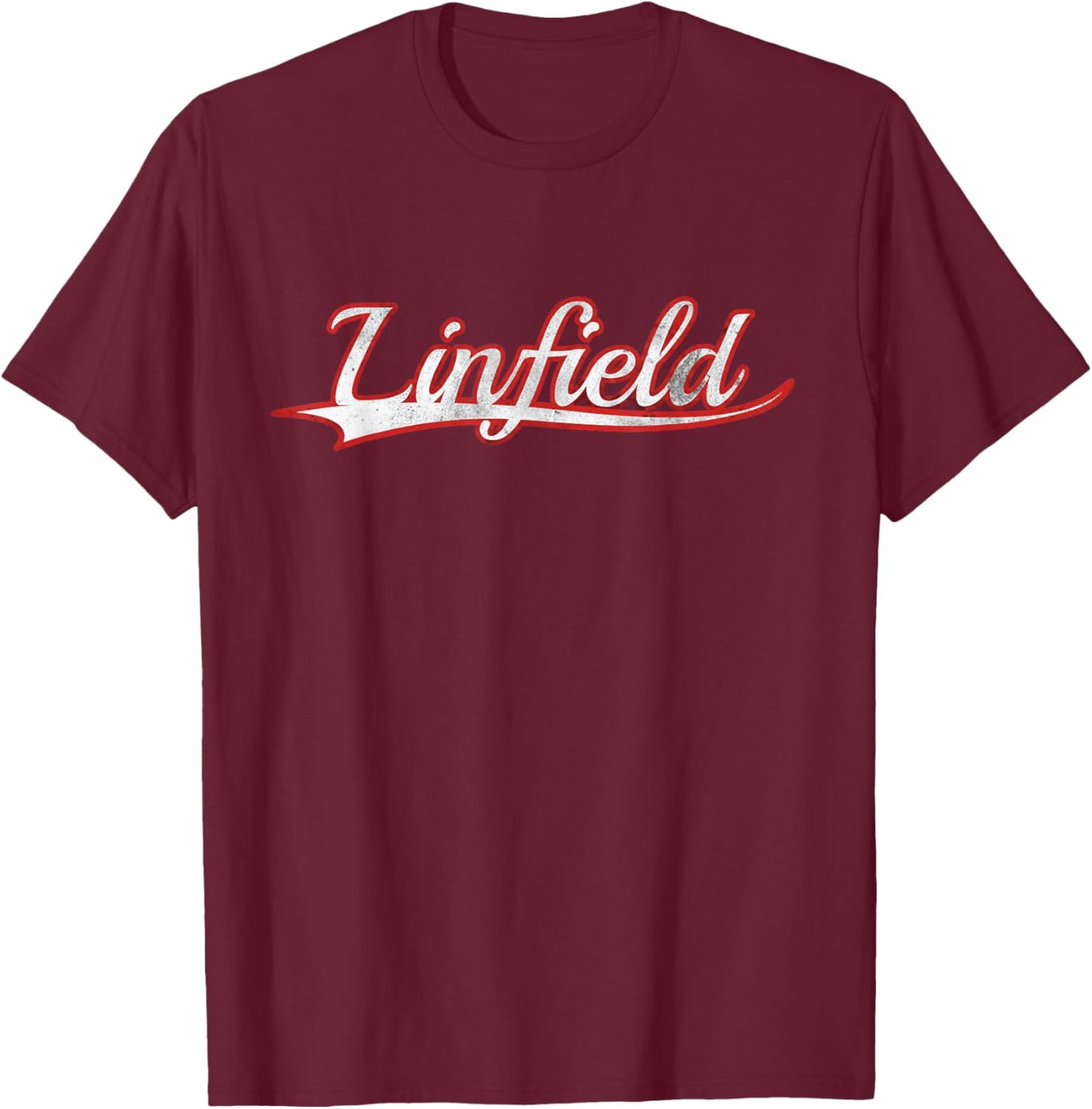 Linfield Oregon Vintage Varsity Distressed Throwback T-Shirt - T-Shirt | Maroon