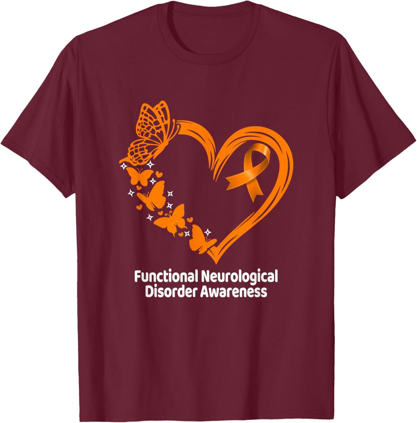 Functional Neurological Disorder FND Awareness Heart T-Shirt - T-Shirt | Maroon