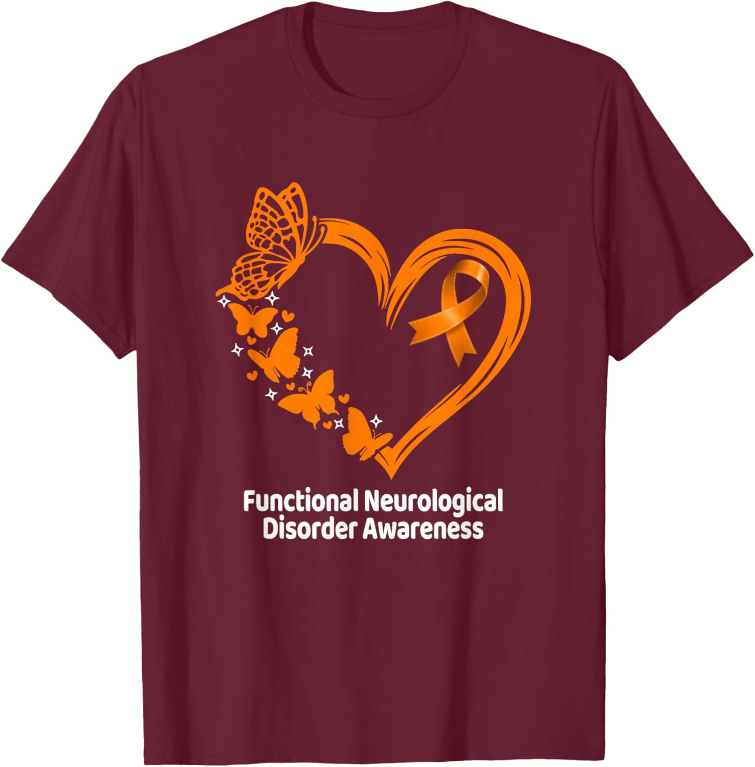 Functional Neurological Disorder FND Awareness Heart T-Shirt - T-Shirt | Maroon