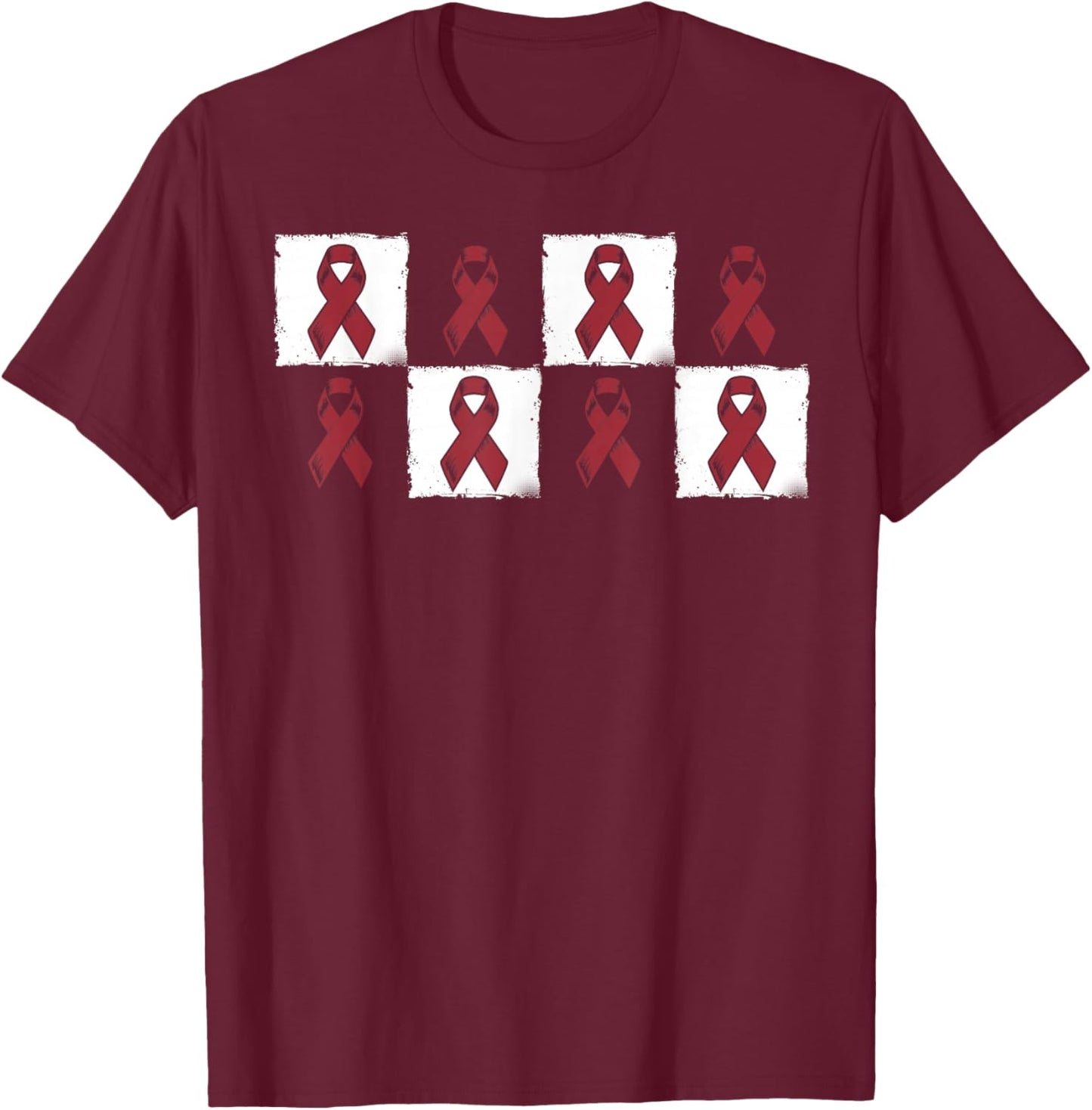 Ribbon- Multiple Myeloma Cancer Awareness Supporter T-Shirt - T-Shirt | Maroon