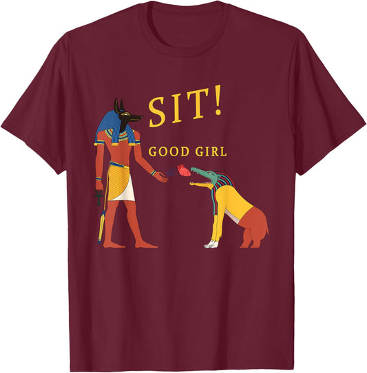 Anubis and Ammit Funny Egyptian Mythology T-Shirt - T-Shirt | Maroon