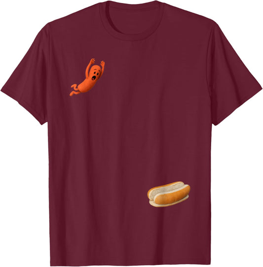 Funny Diving Hot Dog T-Shirt - T-Shirt | Maroon