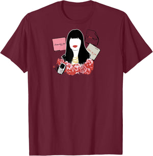 The Devil Wears Prada Andy I Love My Job Roses Raglan Baseball T-Shirt - T-Shirt | Maroon