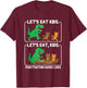 Let's Eat Kids Funny Grammar Dinosaur Cat Humor T-Shirt - T-Shirt | Maroon