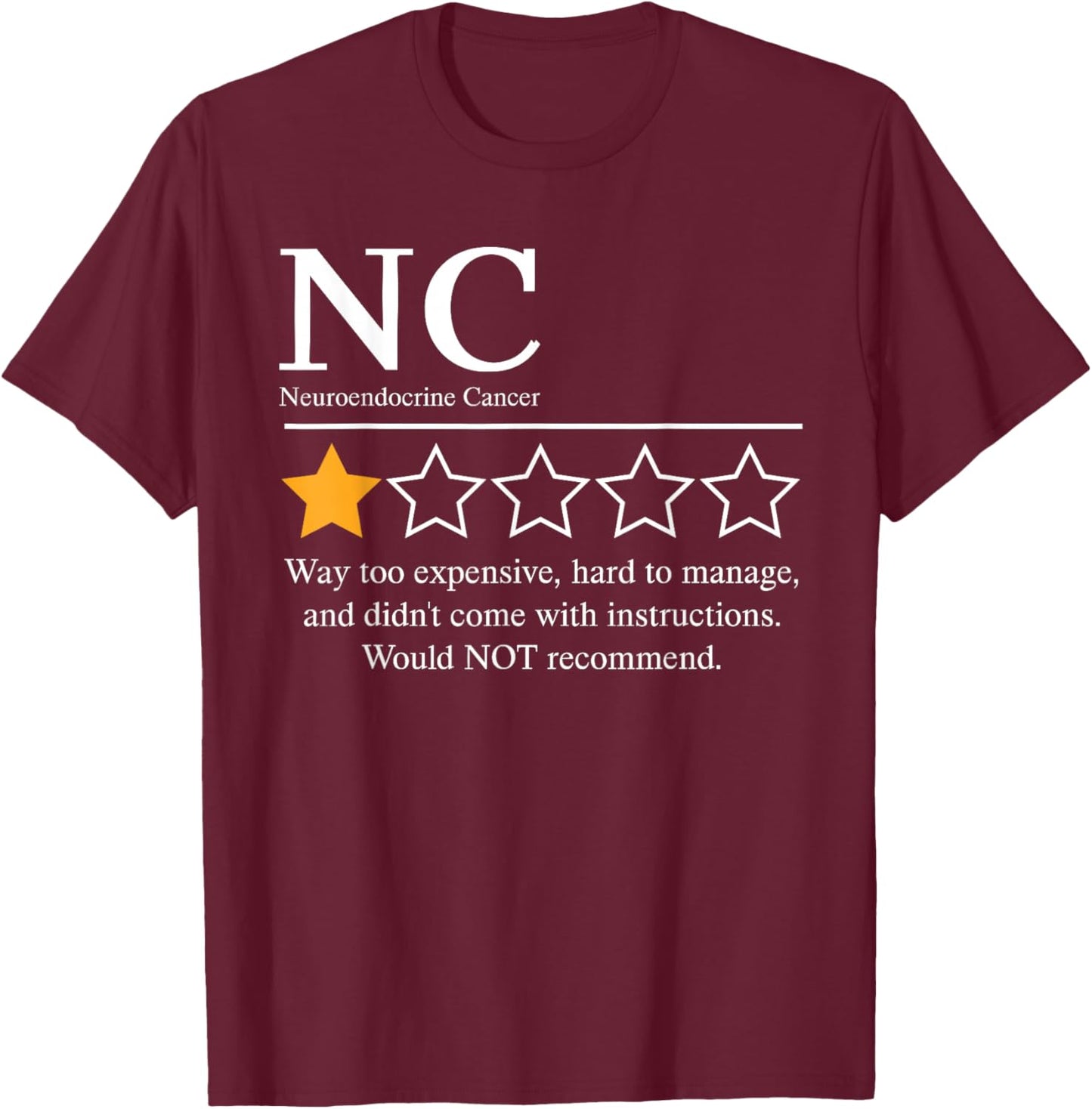 Neuroendocrine Cancer Awareness NET Warrior Not Recommend T-Shirt - T-Shirt | Maroon