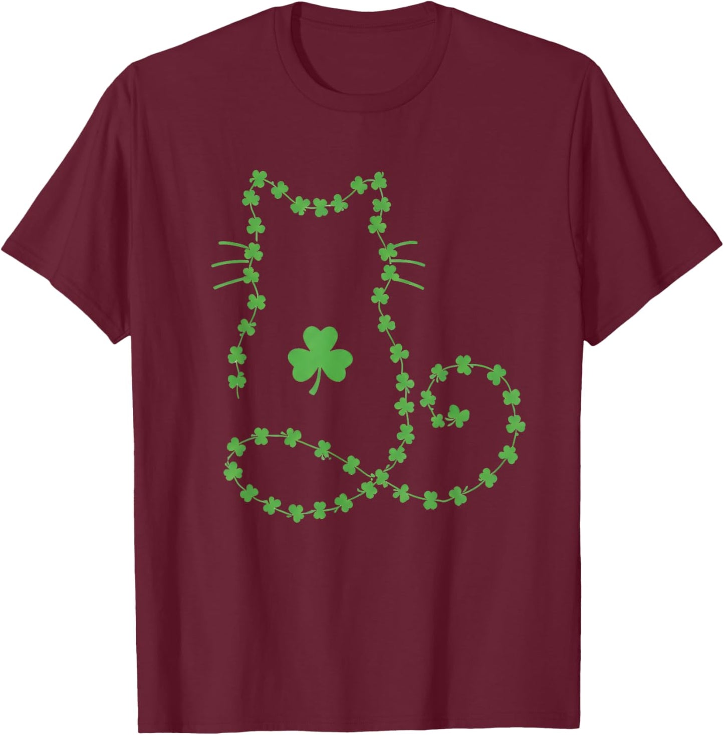 Cat St Patricks Day Shamrocks Retro Cute Kitten Lovers Pet T-Shirt - T-Shirt | Maroon