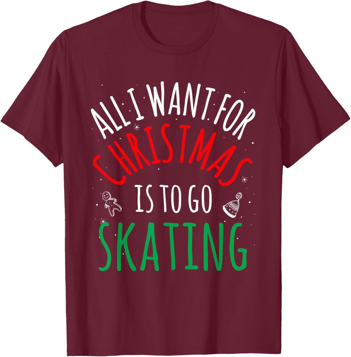 Skating Skate - Group Matching Family Christmas Funny Pajama T-Shirt - T-Shirt | Maroon