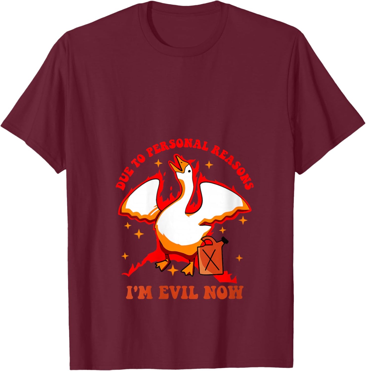 Women's Due to Personal Reasons I'm Evil Now Silly Goose Design V-Neck T-Shirt - T-Shirt | Maroon