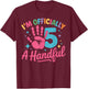 Kids I'm Officially A Handful Five 5th Birthday Girls Boys T-Shirt - T-Shirt | Maroon