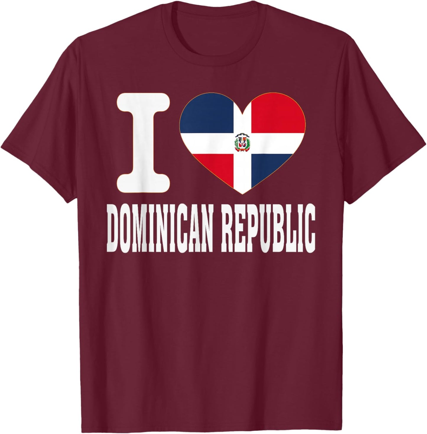 I Love Dominican Republic Heart Souvenir Lovers Pride Travel T-Shirt - T-Shirt | Maroon