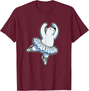 Bearina Cute Polar Bear Ballerina Pun Ballet Dance Fans #2 T-Shirt - T-Shirt | Maroon