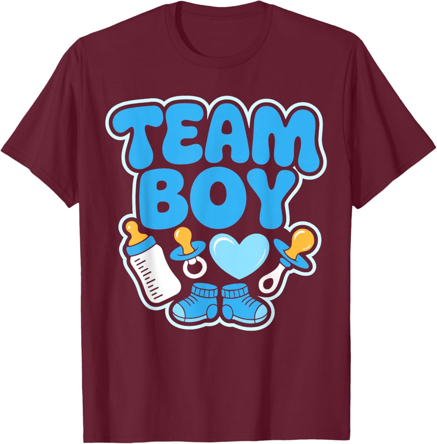 Gender Reveal Party Team Boy Announcement T-Shirt - T-Shirt | Maroon