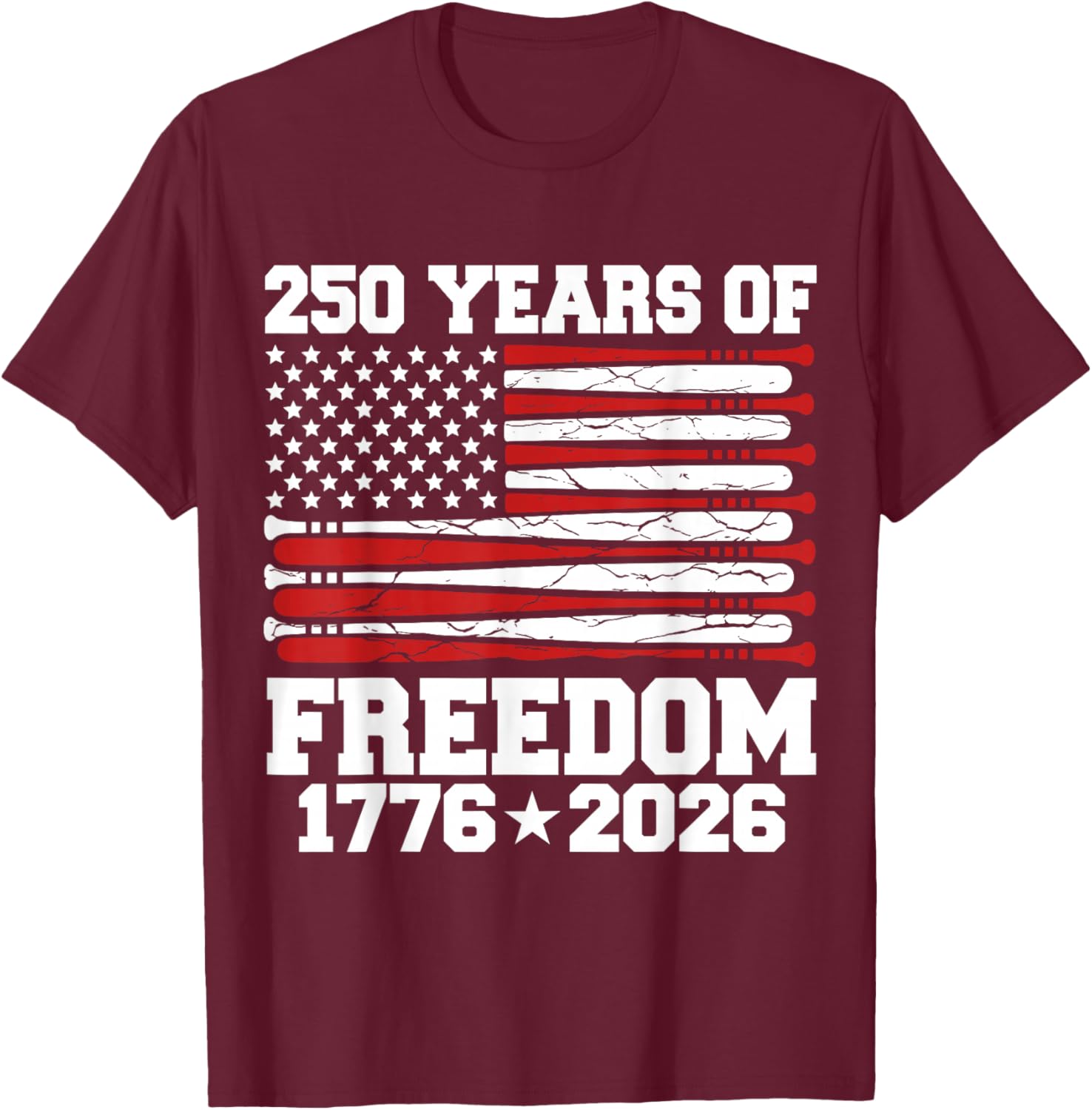 250 Years American 1776 2026 250th 4th July Baseball Kid Men T-Shirt - T-Shirt | Maroon