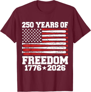 250 Years American 1776 2026 250th 4th July Baseball Kid Men T-Shirt - T-Shirt | Maroon