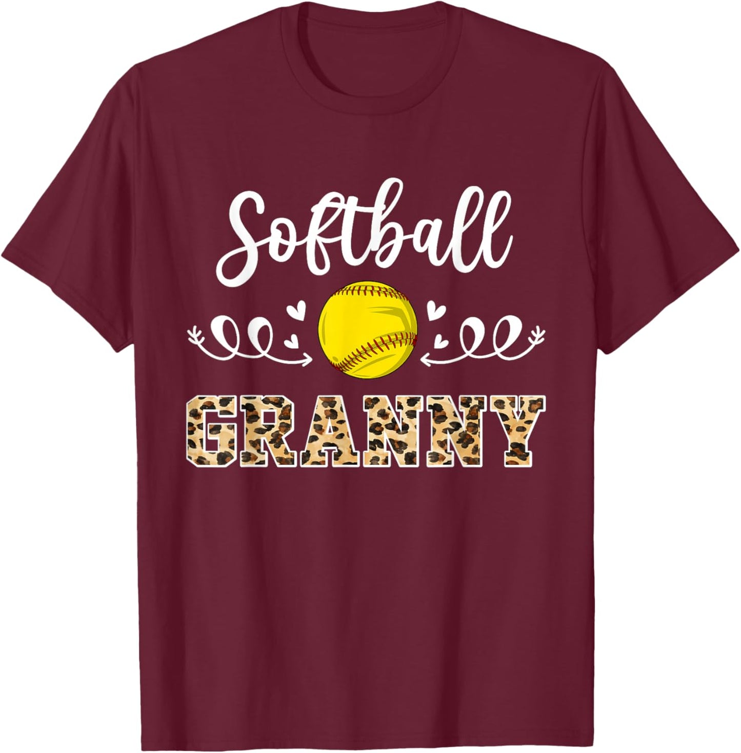 Softball Granny Funny Softball Player Granny Leopard T-Shirt - T-Shirt | Maroon