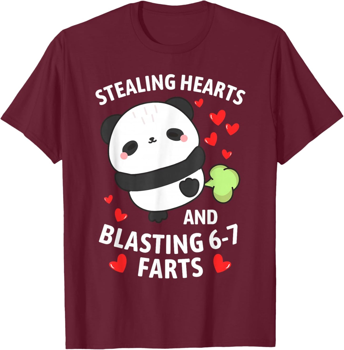 67 Meme Stealing Hearts Valentine's Day Panda Kids Boys T-Shirt - T-Shirt | Maroon