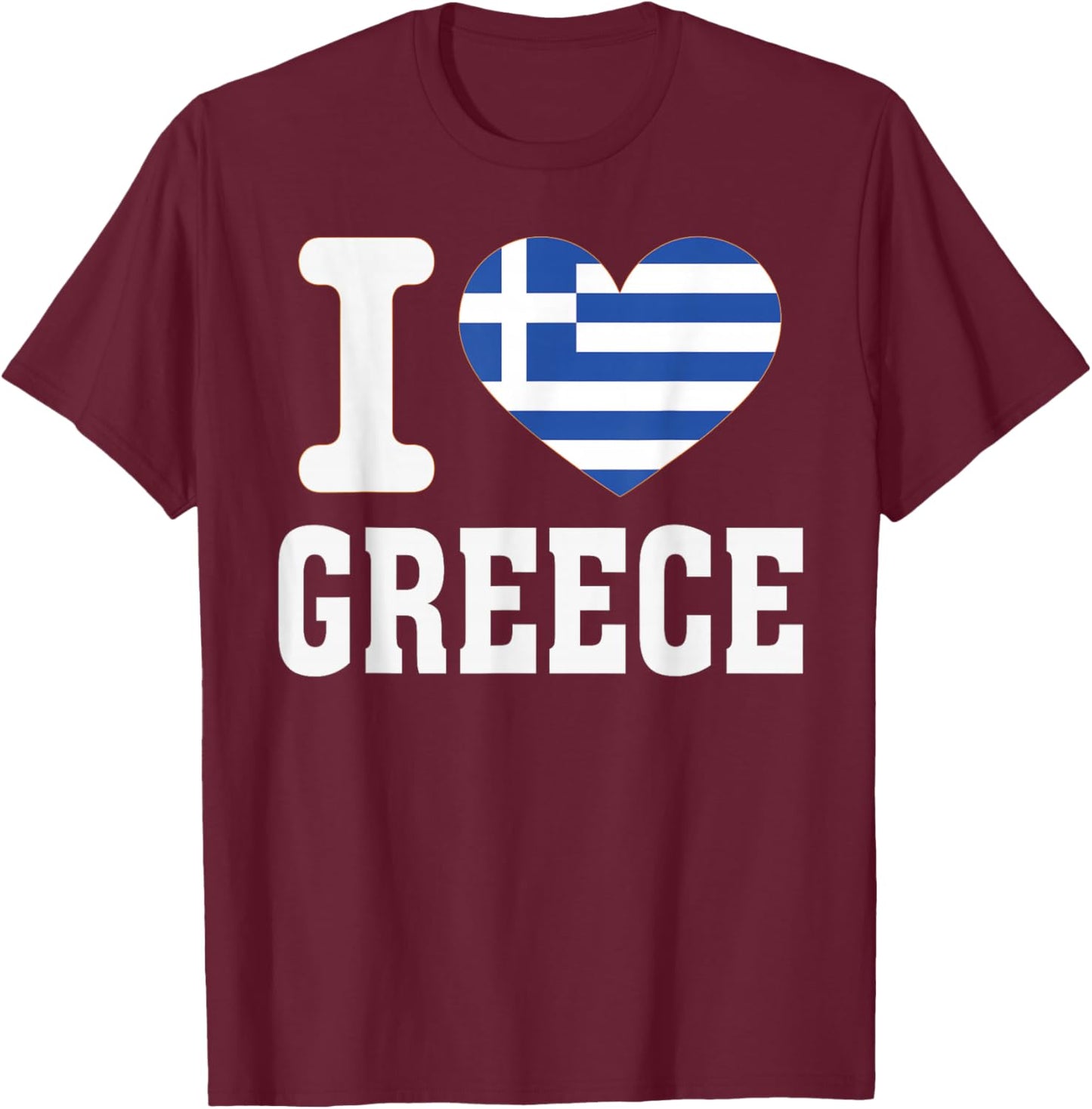 I Love Greece Heart Souvenir Lovers Pride Travel T-Shirt - T-Shirt | Maroon