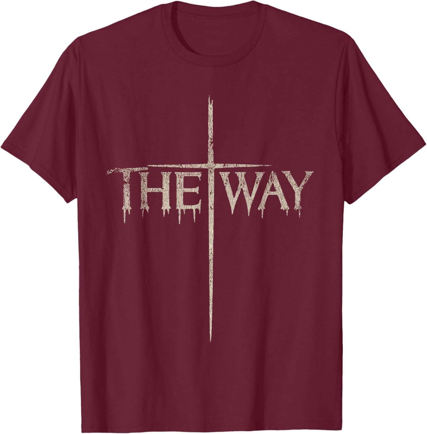 Vintage Retro Style The Way Cross - Christian Religious T-Shirt - T-Shirt | Maroon