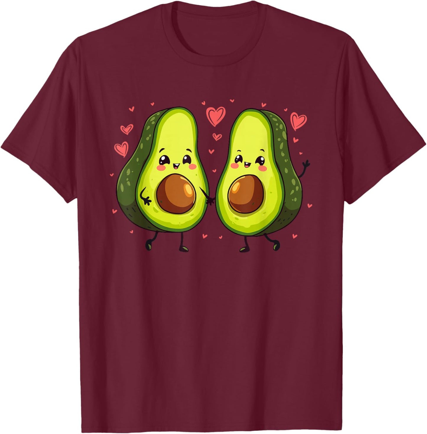 Adorable Avocado Valentine's Day Love Matching Couple T-Shirt - T-Shirt | Maroon
