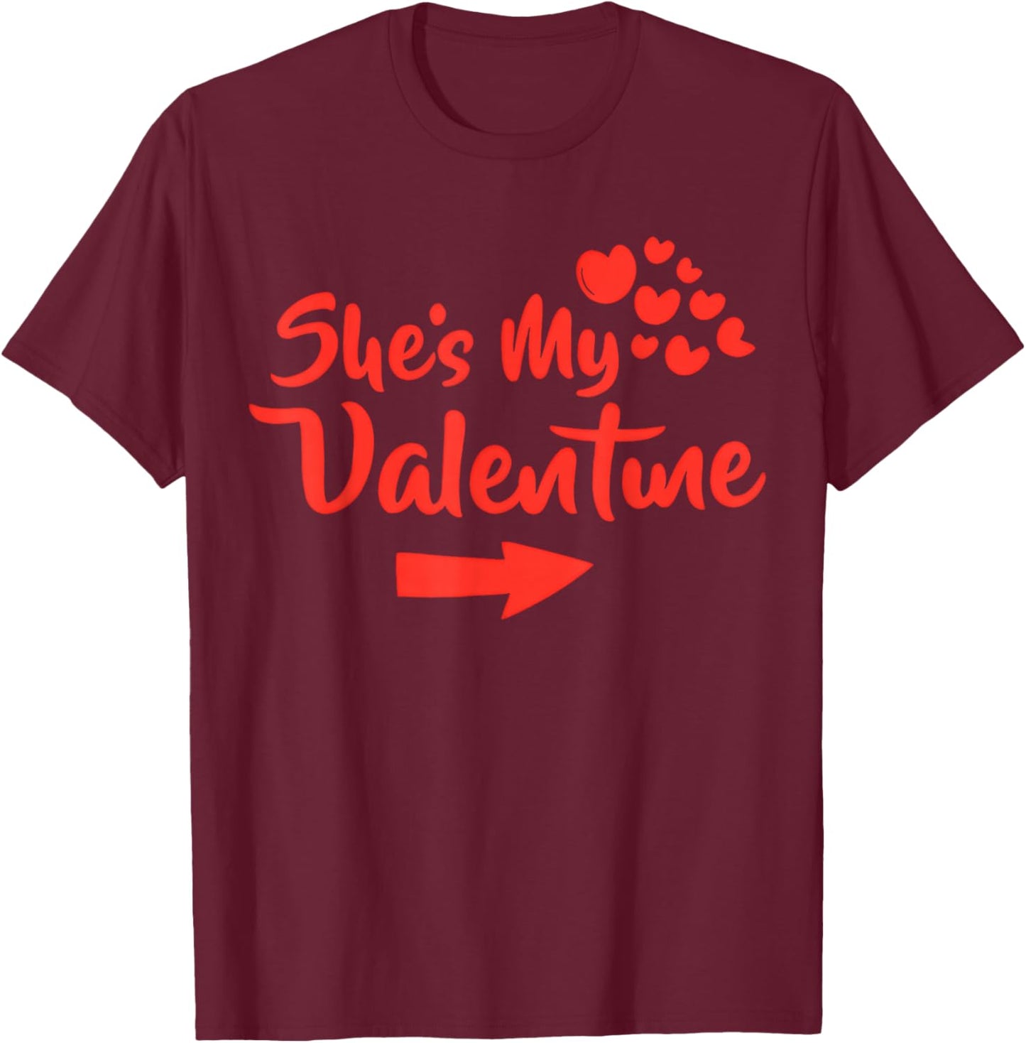 She is My Valentine Matching Couples Love Heart T-Shirt - T-Shirt | Maroon