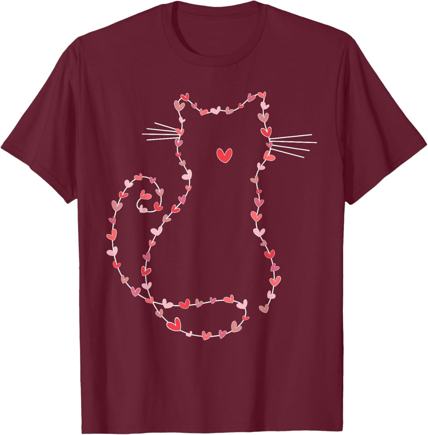 Cute Cat with Hearts Happy Valentines Boys Girls Kids T-Shirt - T-Shirt | Maroon