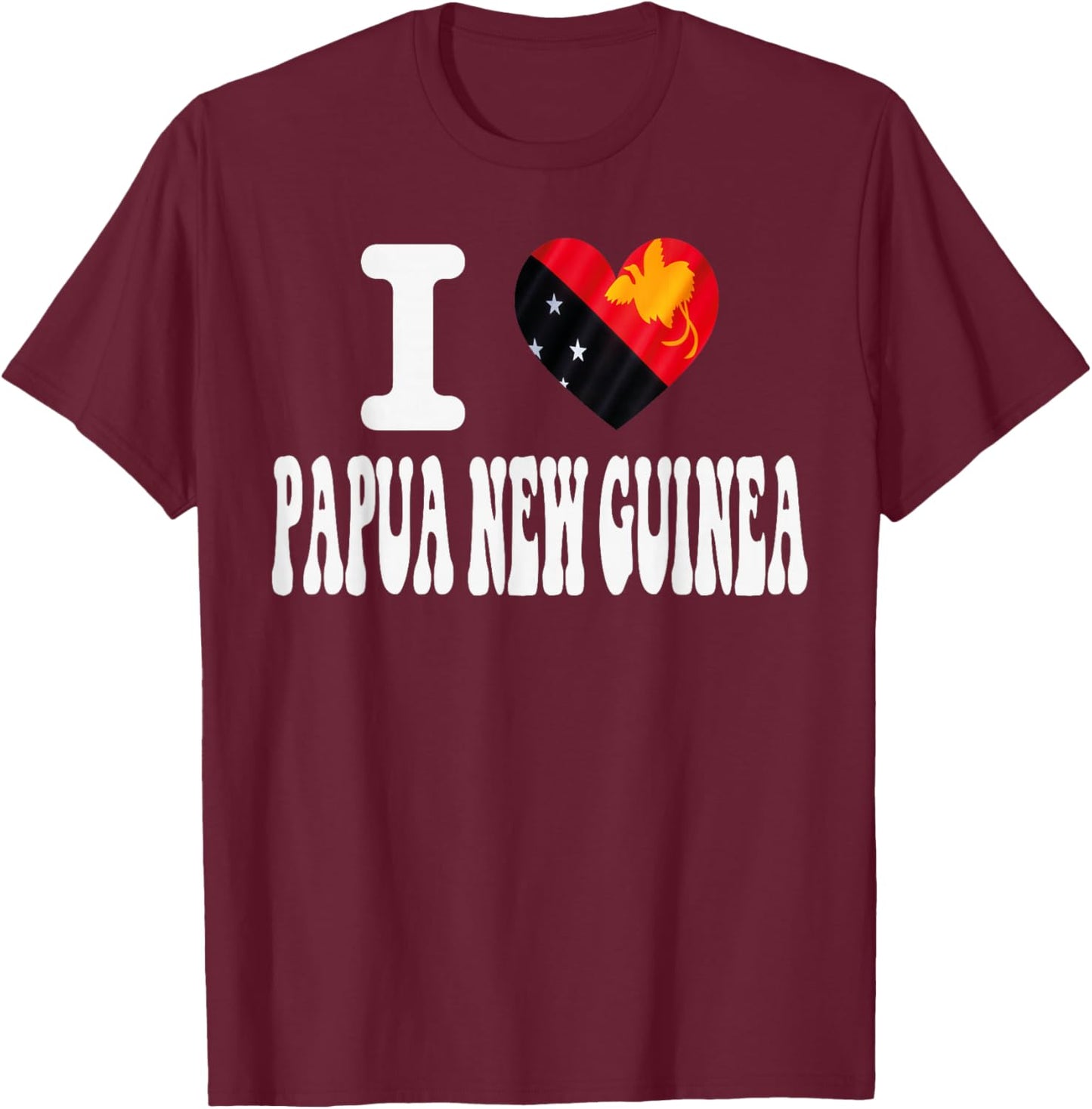 I Love Papua NEW Guinea Heart Flag Retro Travel Souvenir T-Shirt - T-Shirt | Maroon