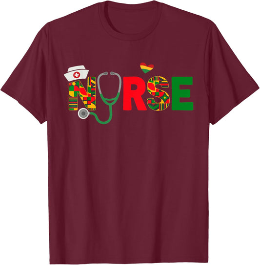 Nurse Black Women Juneteenth T-Shirt - T-Shirt | Maroon