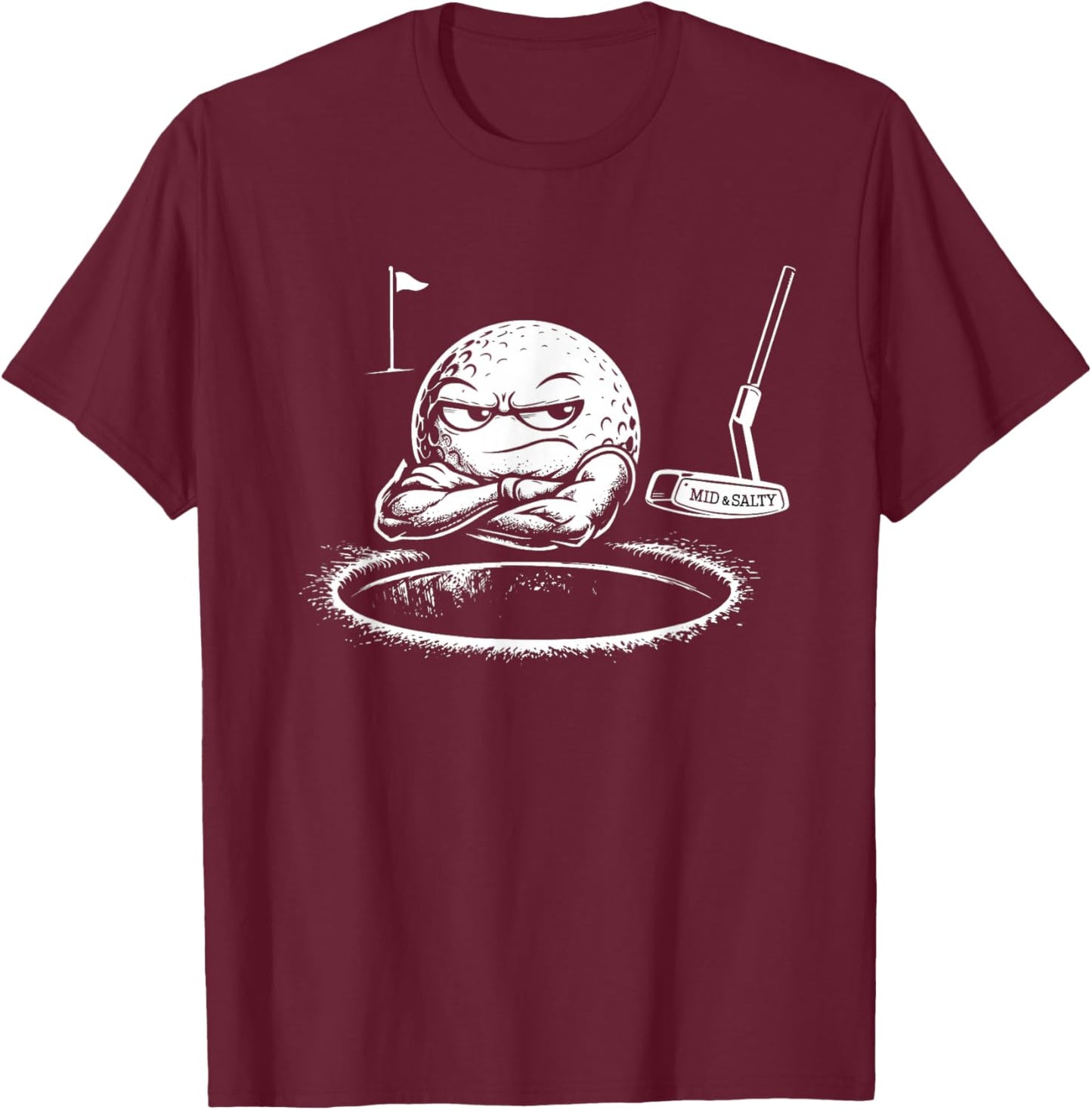 Funny Salty Golf Ball Putter Sports T T-Shirt - T-Shirt | Maroon