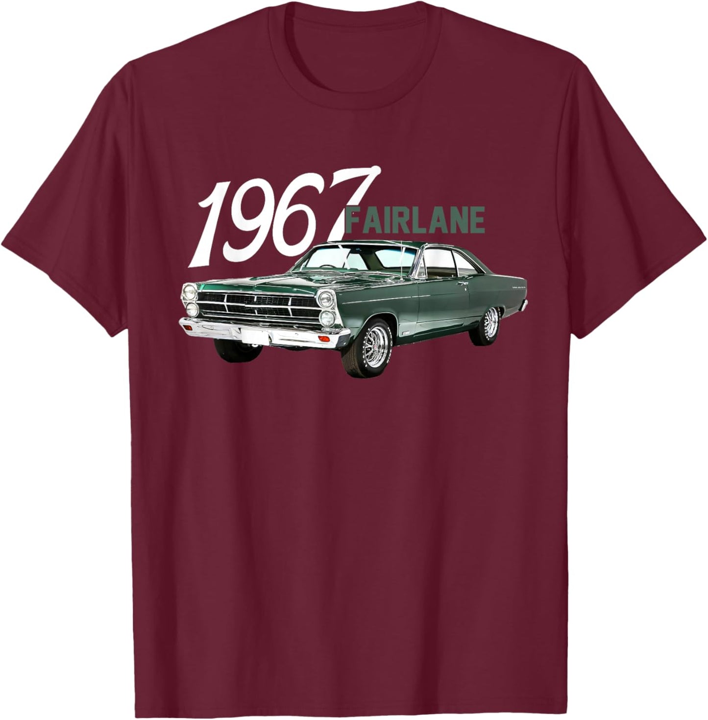 1967 67 Fairlane Classic Vintage Old Car USA Flag T-Shirt - T-Shirt | Maroon