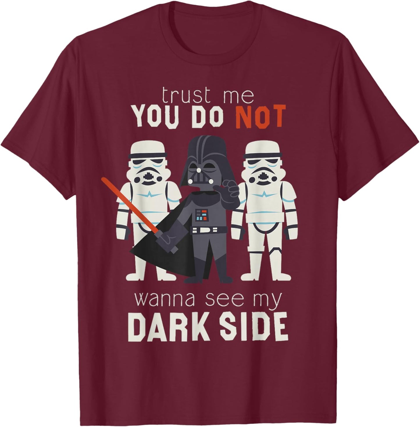 Star Wars A New Hope Darth Vader Dark Side Cartoon T-Shirt - T-Shirt | Maroon