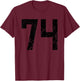 Distressed Black Number 74 Jersey Player Uniform #74 Fan T-Shirt - T-Shirt | Maroon