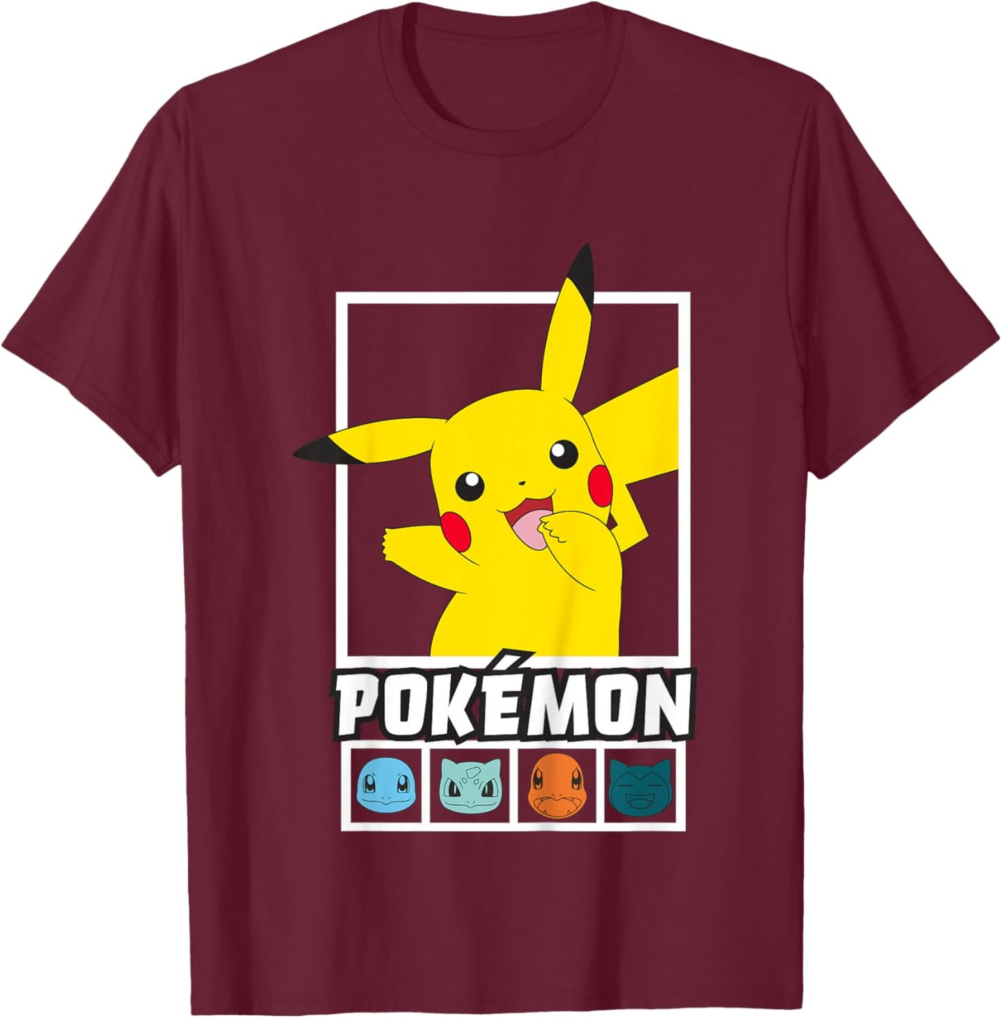 Pokémon Pikachu Group Box Up Team Squares T-Shirt - T-Shirt | Maroon