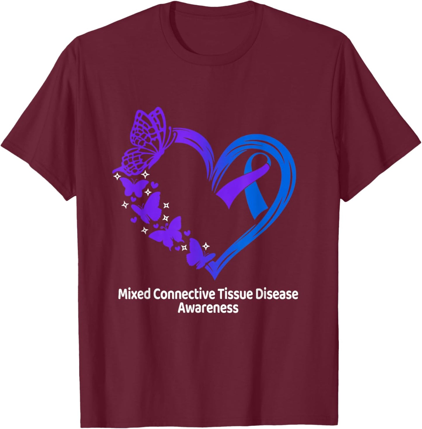 Mixed Connective Tissue Disease Awareness Heart MCTD Warrior T-Shirt - T-Shirt | Maroon