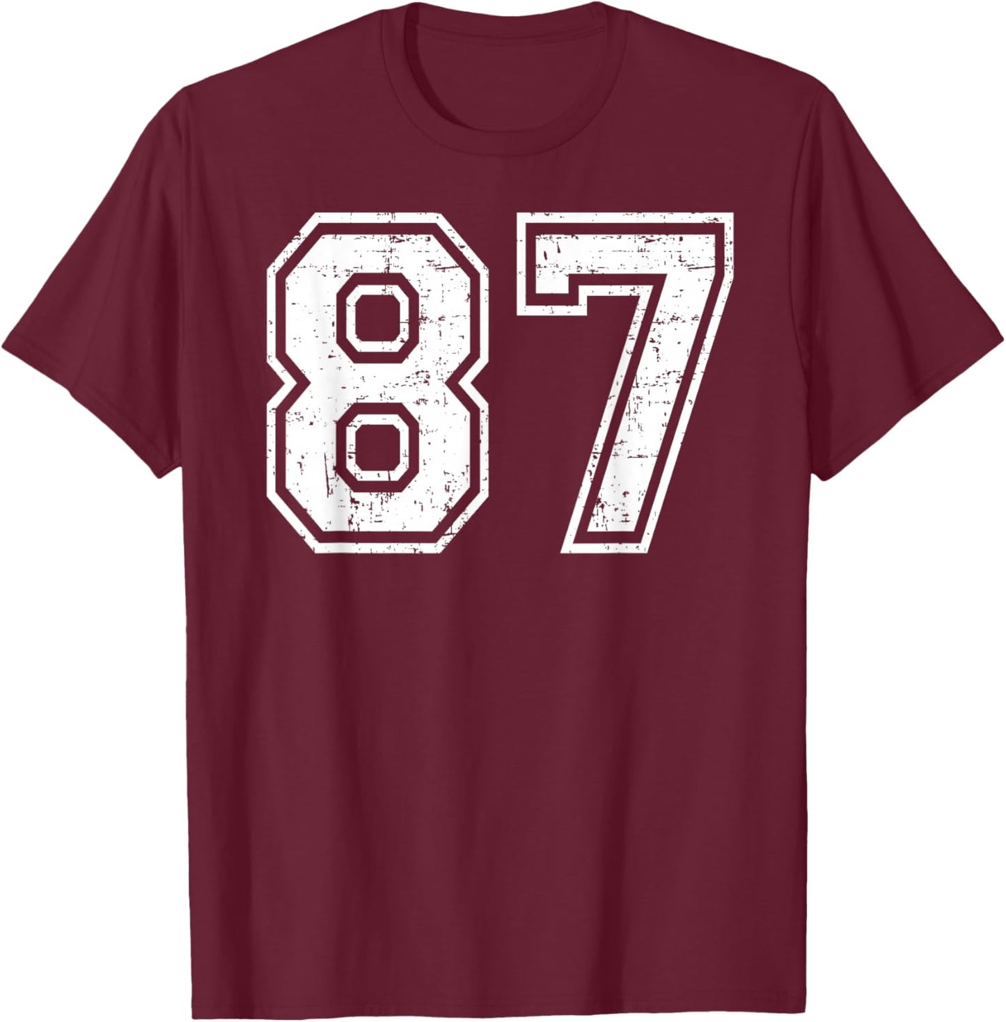 87 Number Eighty-Seven Team Sports Grunge Varsity Matching T-Shirt - T-Shirt | Maroon