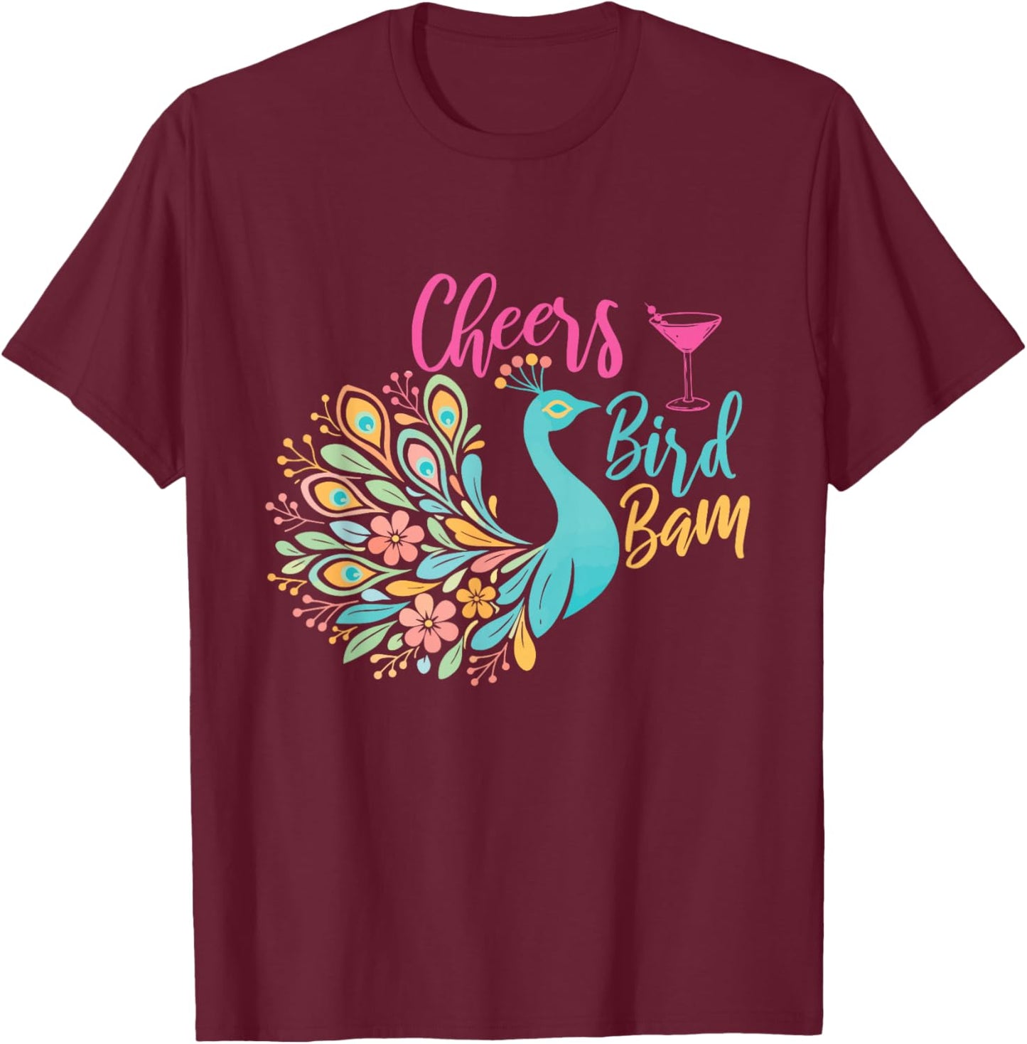 Cheers Bird Bam - Mahjong Lover Mah Jong Player T-Shirt - T-Shirt | Maroon