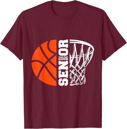 Graduate Senior Class of 2026 Basketball Player Graduation T-Shirt - T-Shirt | Maroon