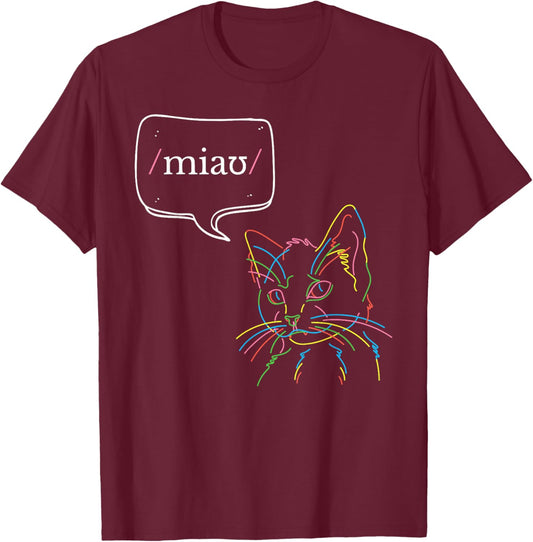 Rainbow Cat Phonetics SLP International Phonetic IPA Speech T-Shirt - T-Shirt | Maroon