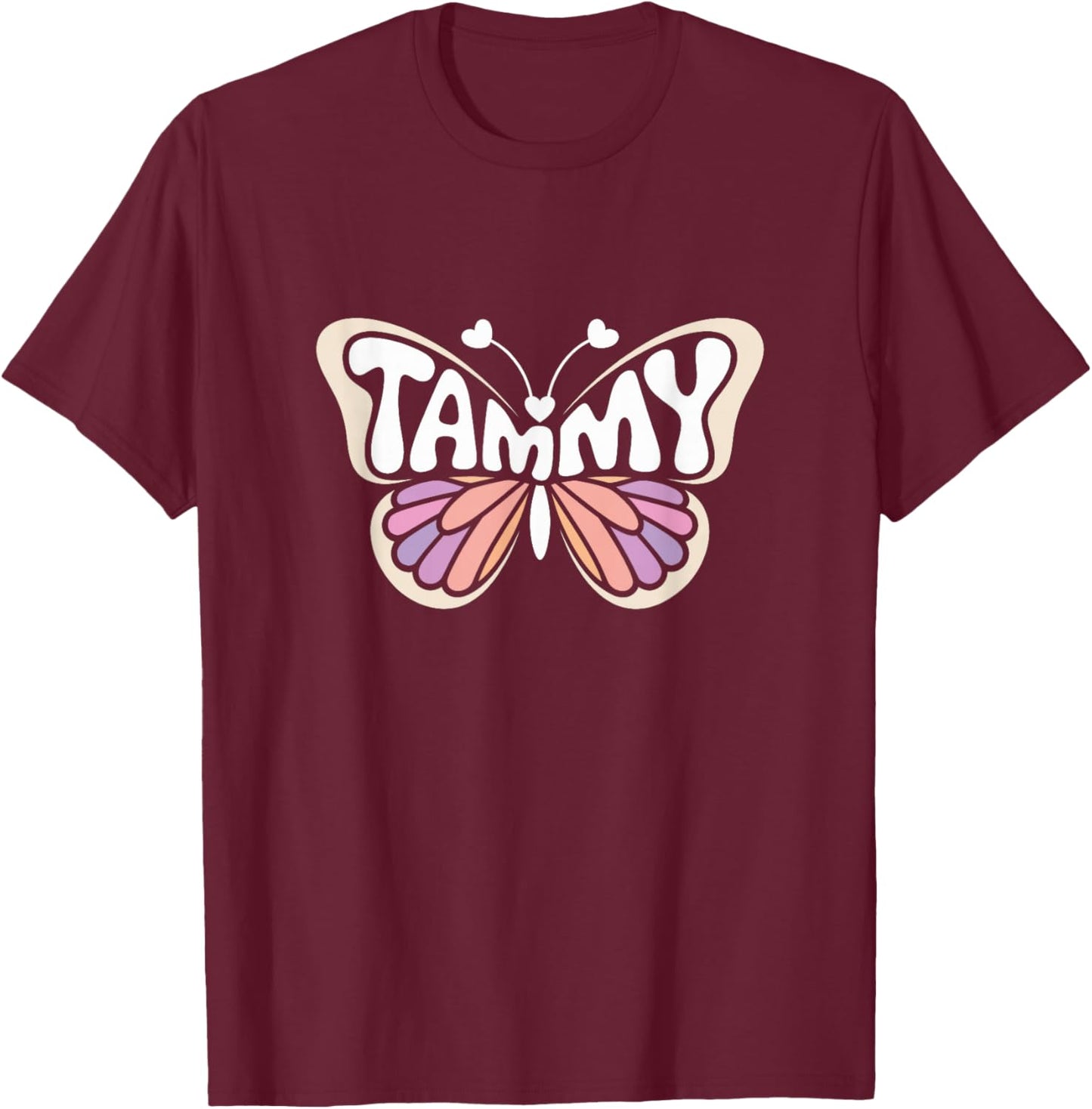 Tammy Butterfly - Personalized Cute Name Word Art T-Shirt - T-Shirt | Maroon