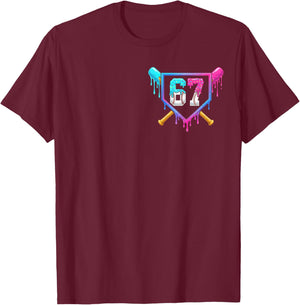 Baseball 67 Six Seven Meme Funny 6-7 Drip Baseball Boys Men T-Shirt - T-Shirt | Maroon