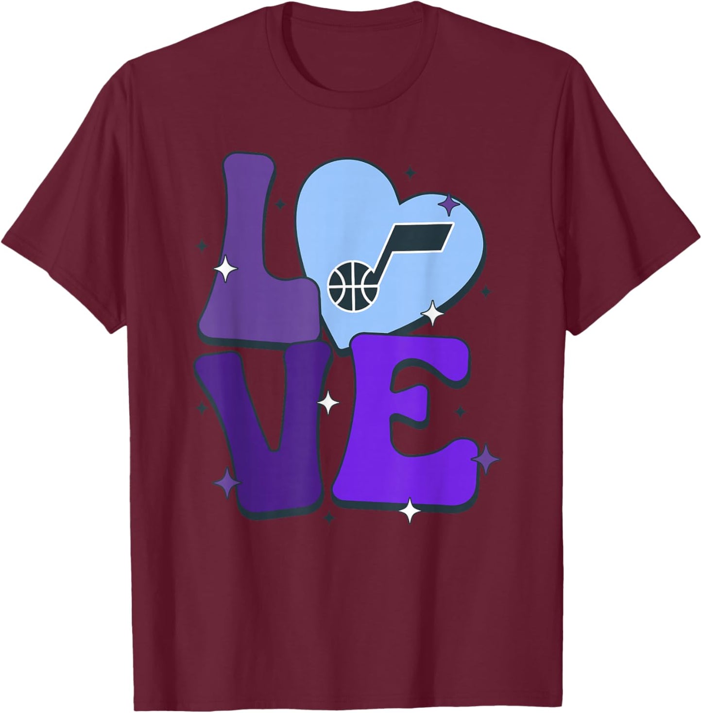 NBA Utah Jazz Valentine's Day Love T-Shirt - T-Shirt | Maroon
