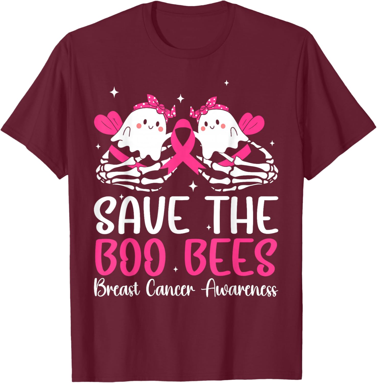 Save The Boobees Boo Bees Breast Cancer Halloween Women T-Shirt - T-Shirt | Maroon