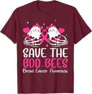 Save The Boobees Boo Bees Breast Cancer Halloween Women T-Shirt - T-Shirt | Maroon