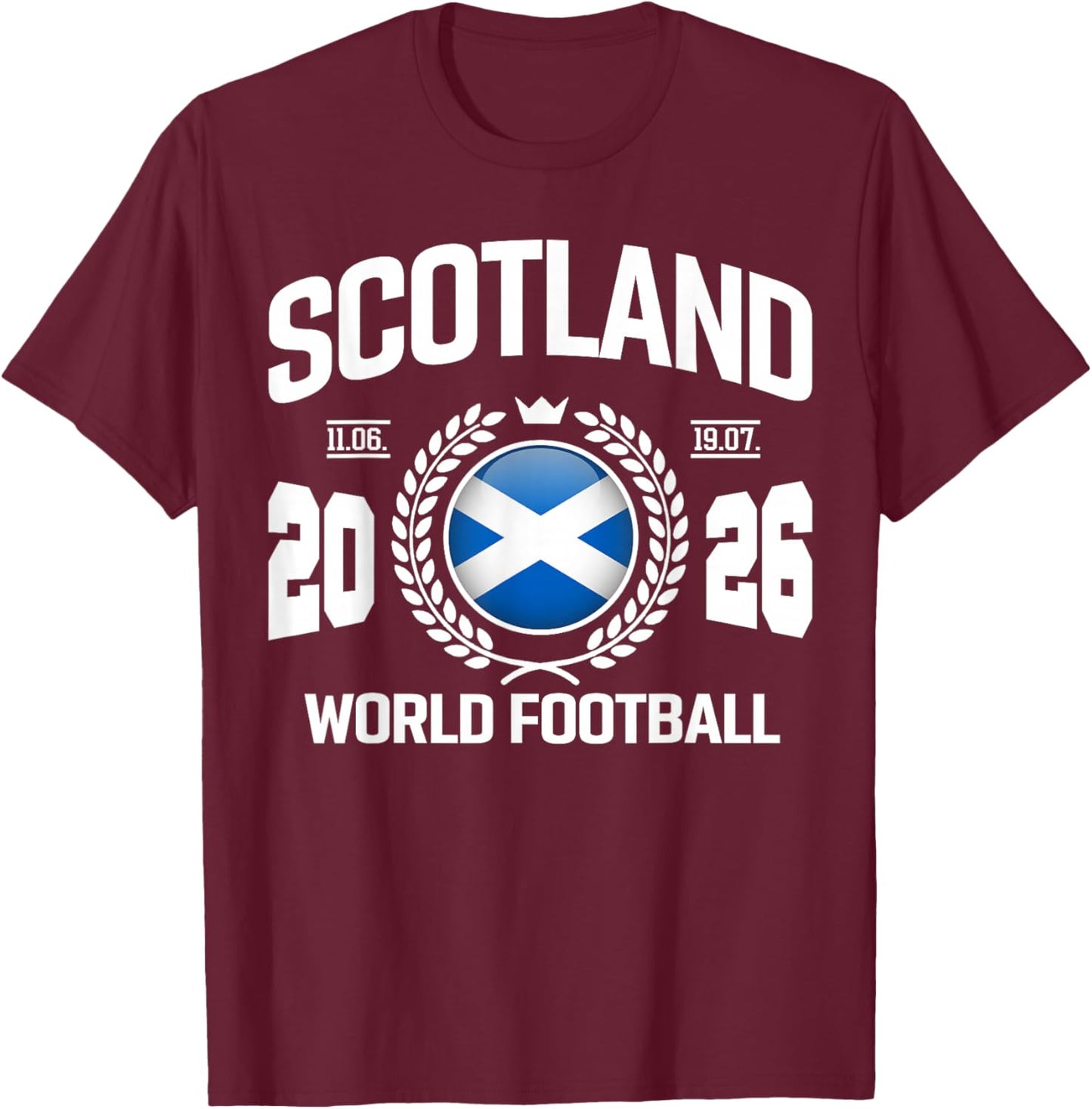 Scotland Football Supporter 2026 Badge Design T-Shirt - T-Shirt | Maroon